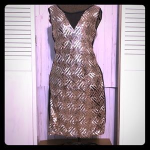 Sequence black and gold mini dress